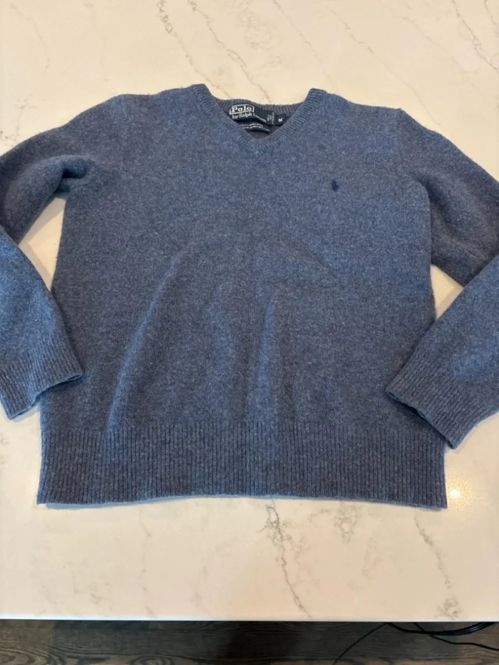 Polo by Ralph Lauren Heathered Blue V-Neck Sweater